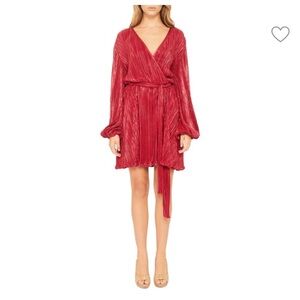 BARDOT NEW with tags 
Belissa Belted Pleated Dress Elegant Red Wrap Dress